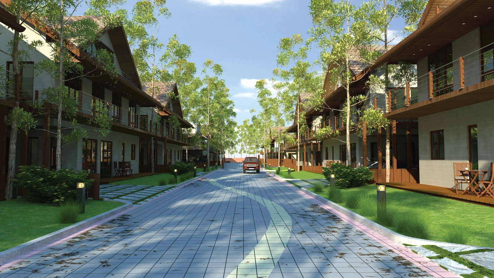 Villa-lined avenue
