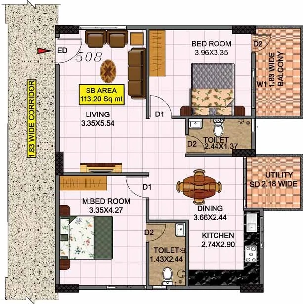 Flat 508 – 1008 — Plan